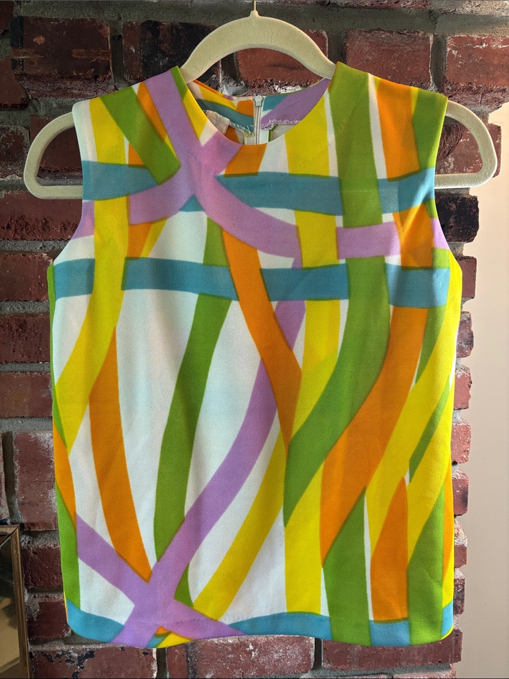 Vintage Sears Colorful Retro Abstract Sleeveless Top - Size Small